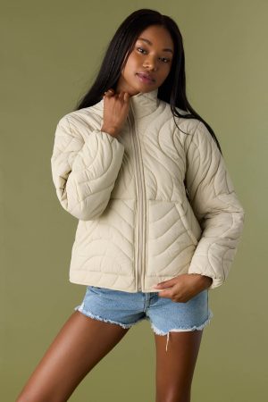 Eden Nylon Wave Quilted Zip Jacket