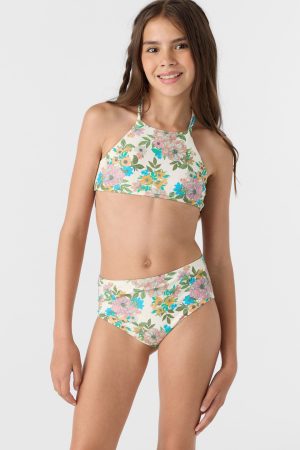 Girl's Cara Floral Braided High Neck Set